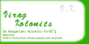 virag kolonits business card